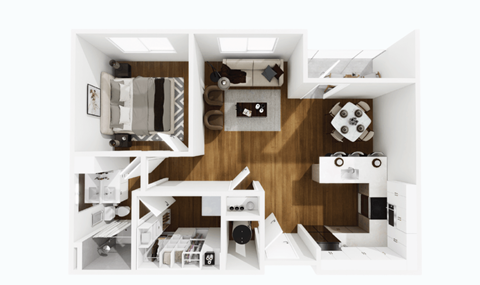 Floor plan for 1 bed, 1 bath, 830 sqft